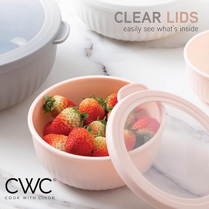 COOK WITH COLOR Prep Bowls with Lids- Wide and Deep Nesting Plastic Small - Image 3