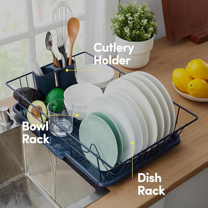 Sweet Home Collection Space-Saving 3-Piece Dish Drainer Rack Set: Efficient - Image 5
