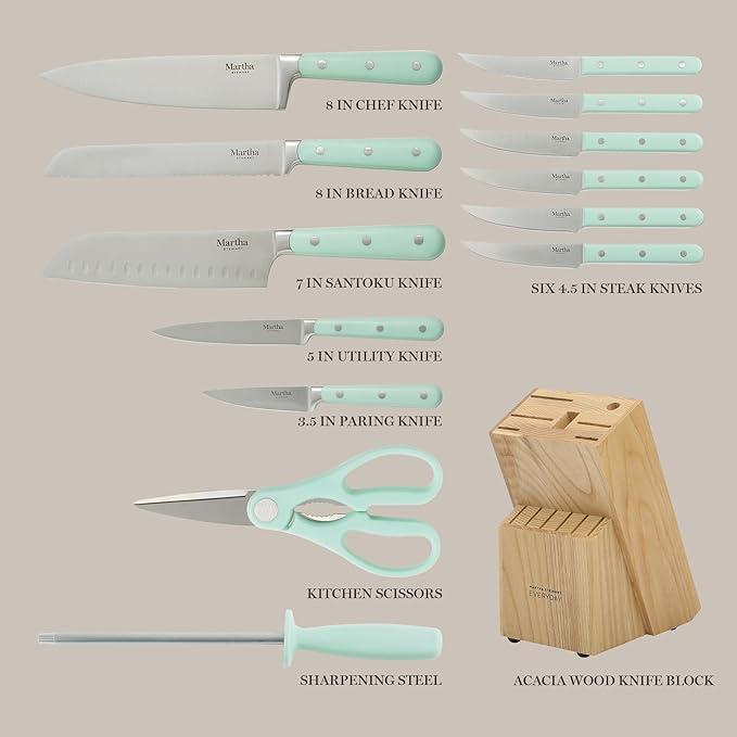 MARTHA STEWART Eastwalk 14 Piece High Carbon Stainless Steel Cutlery Knife - Image 3