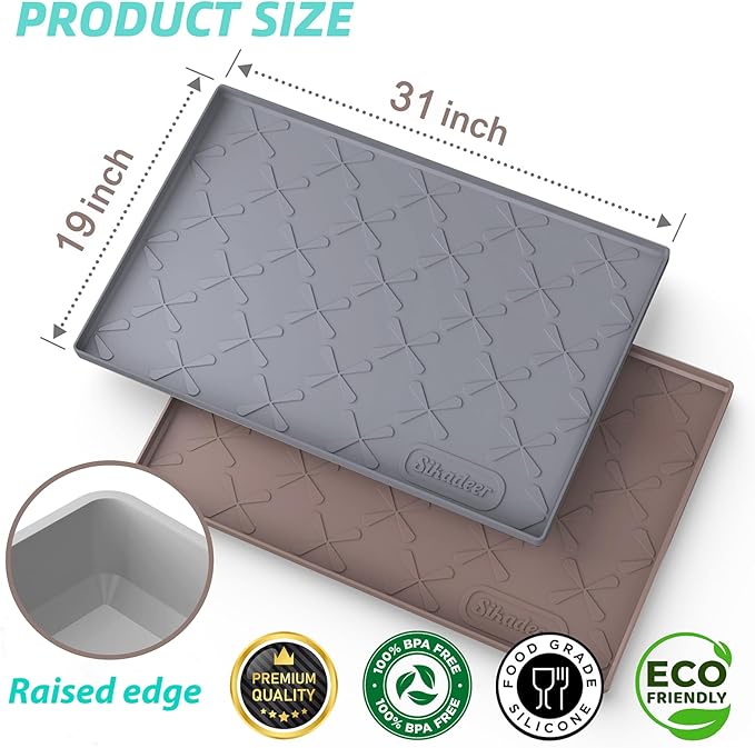 SIKADEER 31" x 19" Under Sink Mat Waterproof, Silicone Mat Kitchen Drawer Shelf - Image 3