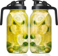 Glass Mason Jars Pitcher 64 Oz Pour Spout Lids & Handle Wide Mouth Airtight by Liuruiyu
