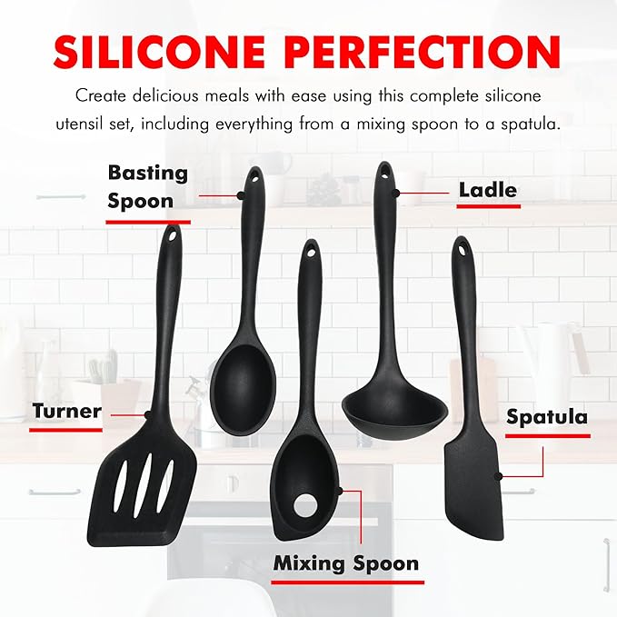 Chef Craft Premium Silicone Kitchen Tool and Utensil Set, 5 Piece - Image 4