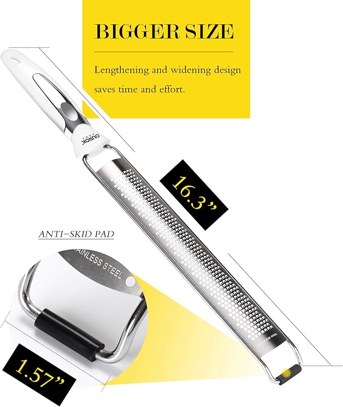 Ourokhome Kitchen Lemon Zester, Stainless Steel Hand Held Parmesan Cheese Grater - Image 5