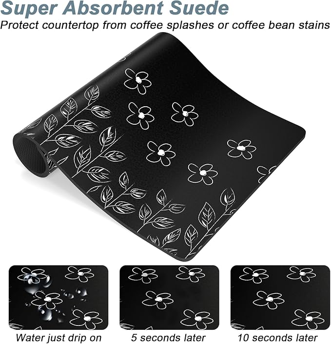 Rnivvi Coffee Mat, Hide Stain Rubber Backed Absorbent Dish Drying Pad - Image 3