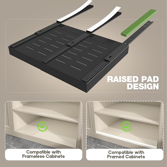 Seinloes 4 Pack Pull Out Cabinet Organizer 21" Deep, Full Extension 3 Slide - Image 2