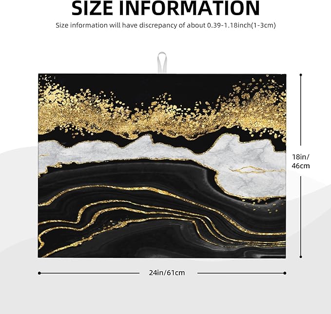 Marble Pattern Dish Drying Mat for Kitchen Counter, Microfiber Dish Mats for - Image 2
