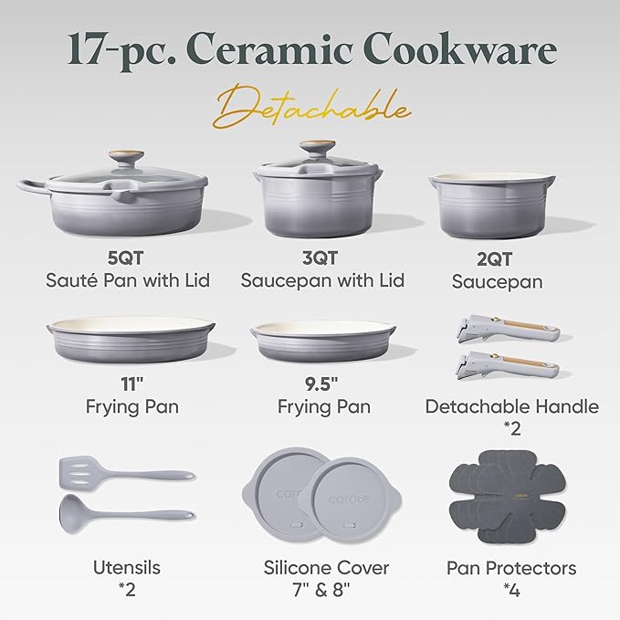 CAROTE 17Pcs Titanium Cookware Set, Pots and Pans Set Non Stick, Kitchen - Image 2