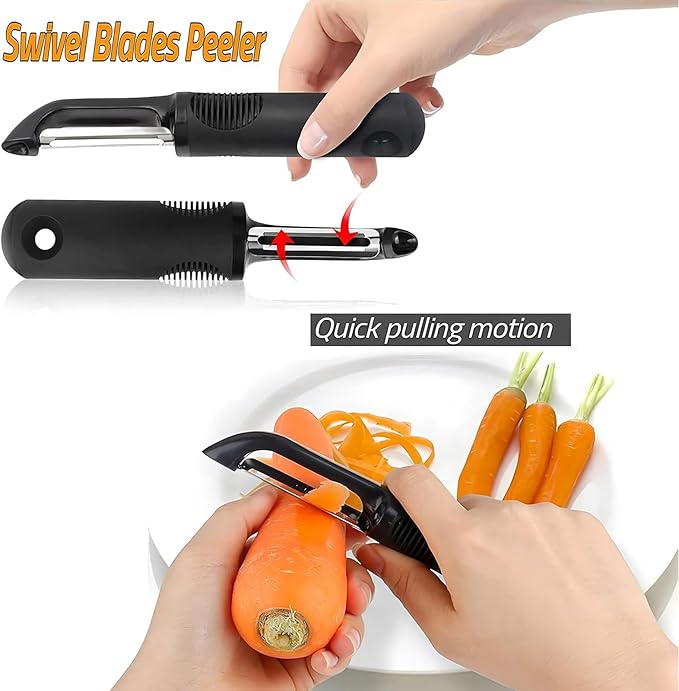 Swivel Vegetable Peeler with Non-Slip Ergonomic Handle, Rust-Proof Steel Blades - Image 5