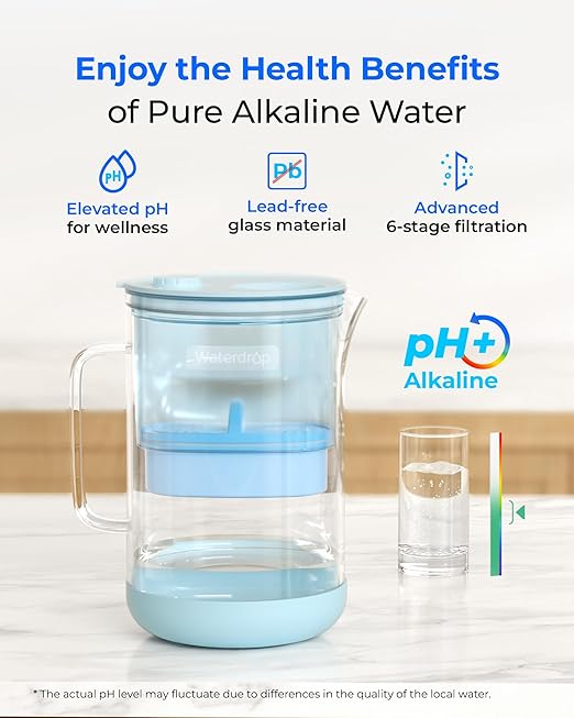 Waterdrop PT-09B-A 10-Cup Large Glass Alkaline Water Filter Pitcher, - Image 2
