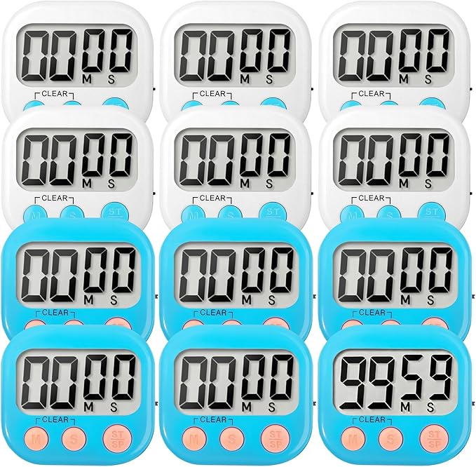 12 Pack Digital Kitchen Timer Small Classroom Timers by VOULOIR
