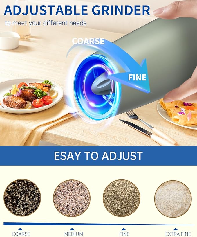 CIRCLE JOY Gravity Electric Salt and Pepper Grinder Set Automatic Salt and - Image 4