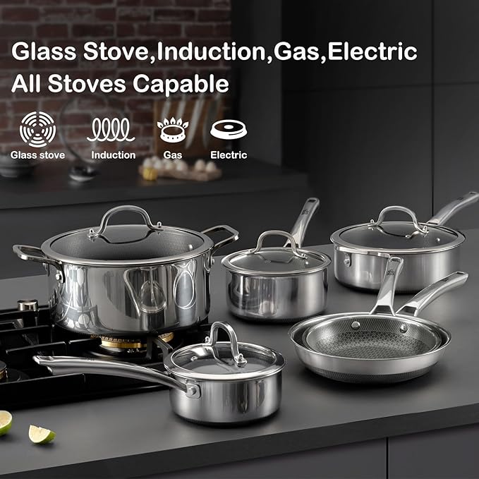 Sauce pan with lid, 1.5 Quart & 2.5 Quart Hybrid Nonstick Sauce pans set - Image 5