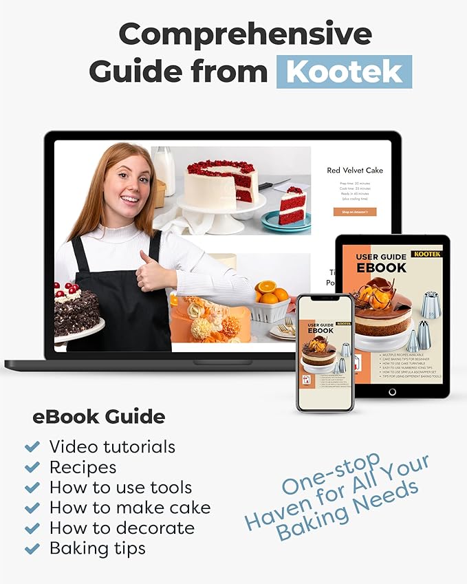 Kootek Cake Decorating Kit Baking Supplies Set Cake Turntable - Image 5