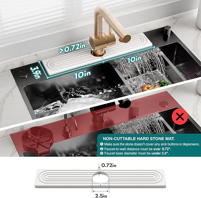 Eormoe Stone Faucet Mat for Kitchen Sink – Diatomite Drying Stone Mat & Sink - Image 4