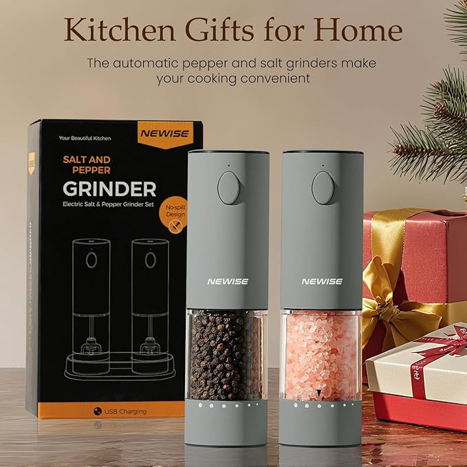 Newise Electric Salt and Pepper Grinder Set, Rechargeable - Image 7