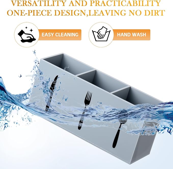 Suzile Acrylic Cutlery Storage Organizer Bin Silverware Caddy Countertop Knife - Image 3