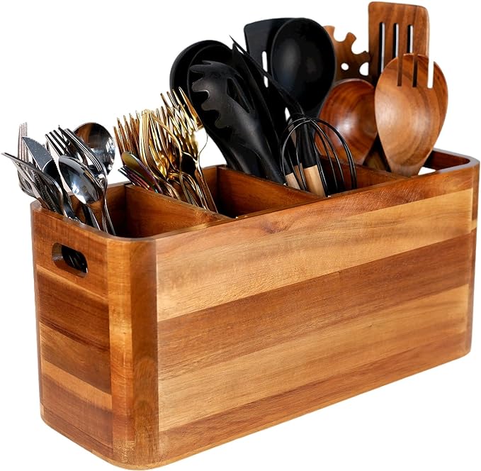 Wooden Kitchen Utensil Holder Organizer by Brightdeer