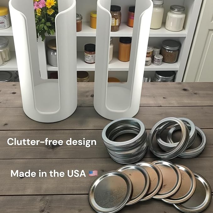 Mason Jar Lid Organizer | White Plastic Lid Storage Rack - Image 2