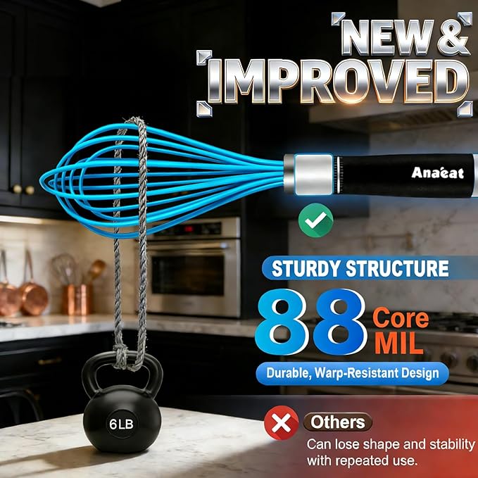 Anaeat Silicone Balloon Whisk, Milk and Egg Beater Blender, Heat Resistant - Image 6