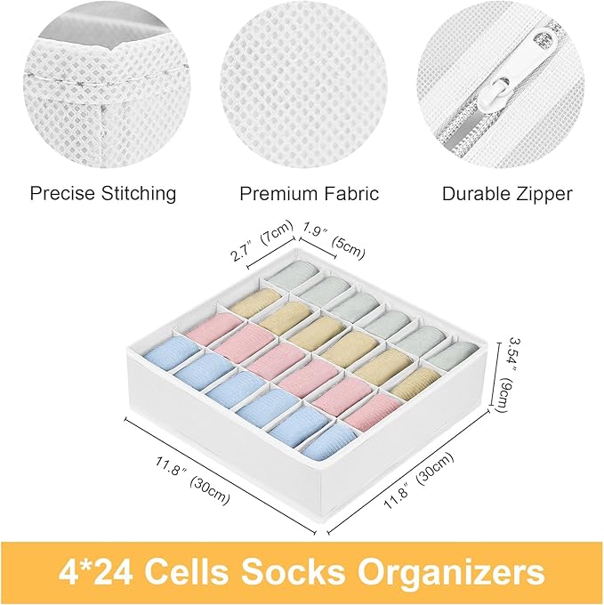 Joyoldelf Sock Drawer Organizer Divider Underwear Organizer 24-cell Fabric - Image 2