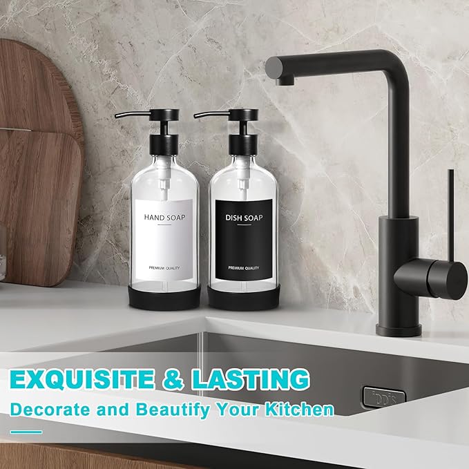 RYTOXILO Clear Soap Dispenser 2 Pack, Glass Soap Dispenser - Image 6