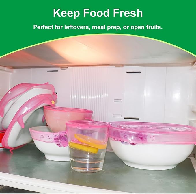 Silicone Stretch Lids – 6 Pack Reusable Food Covers, Flexible Silicone - Image 5