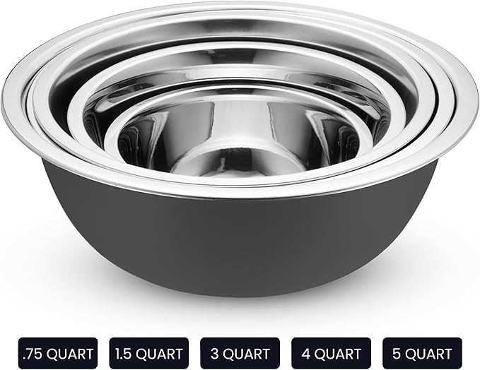 WHYSKO Stainless Steel Mixing Bowl Set, 10 Piece Stainless Steel Mixing Bowls - Image 5