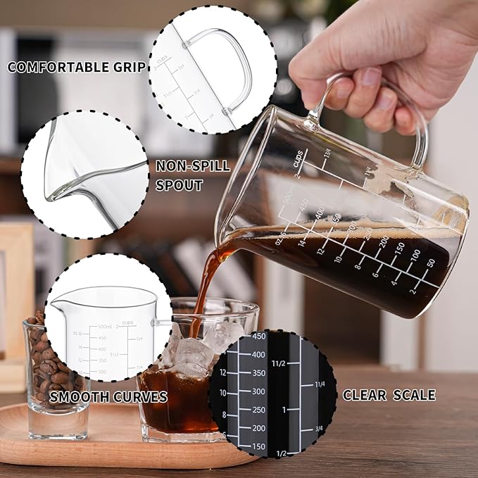 BCnmviku 500ML 2 CUP Glass Measuring Cup - Image 8