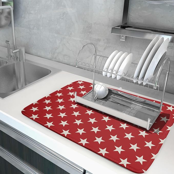 Patriotic July of 4th Red Star Dish Drying Mat - Image 5