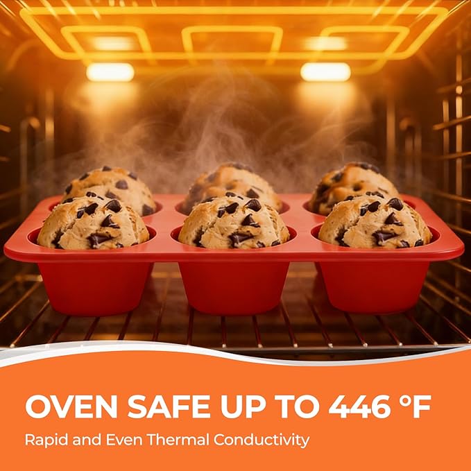 Jumbo Muffin Pan, 3.5 Inch Large Muffin Pan 6 Cup Silicone Jumbo Cupcake Tin - Image 6