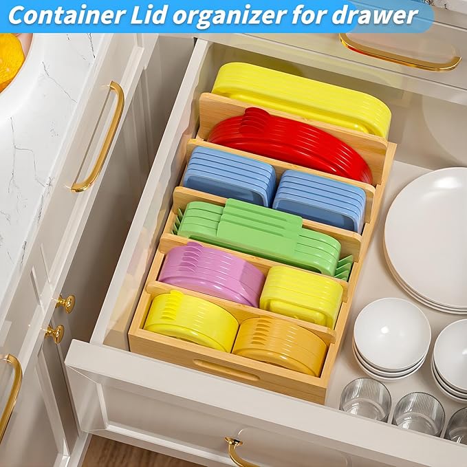 Kiasthome Bamboo Lid Organizers Inside Cabine, Kitchen Cabinet Organizer - Image 4