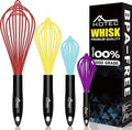 HOTEC 4 Pieces Silicone Whisks Set, Wire Balloon Whisks Egg Beater, Non-slip by Hotec