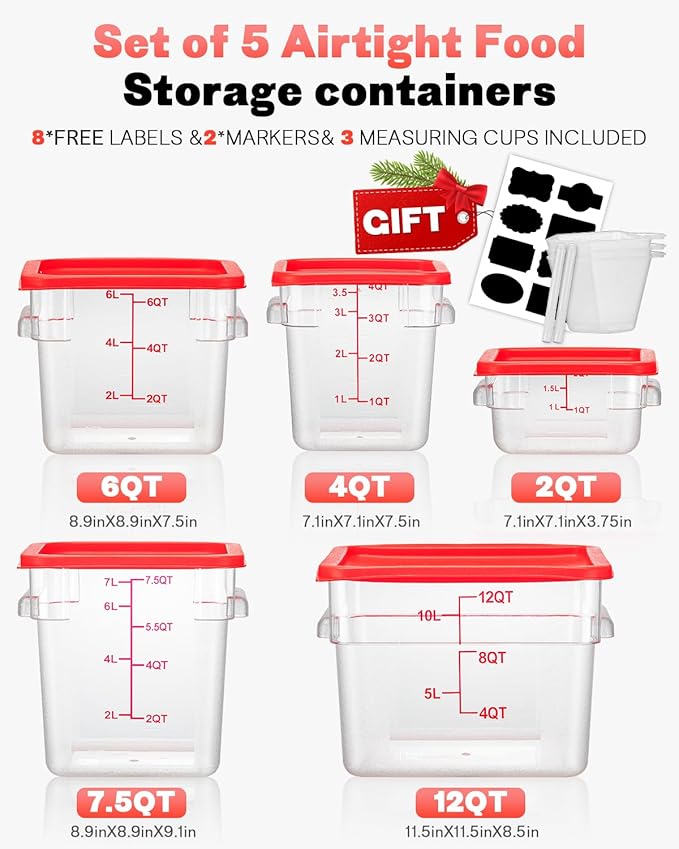 6QT Clear Food Storage Containers: 2 PCS NSF Food Storage Containers - Image 8