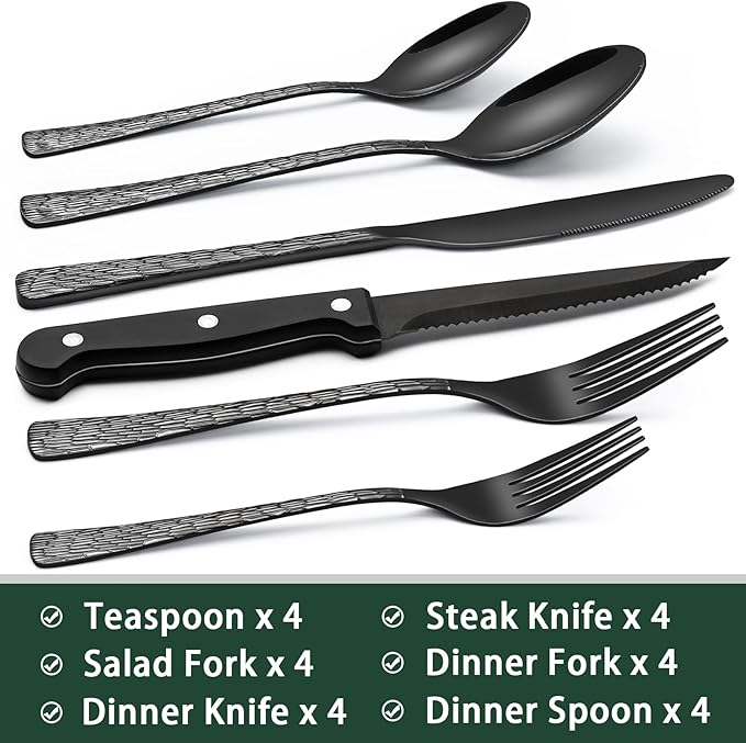 EWFEN 24-Piece Black Silverware Set - Image 2