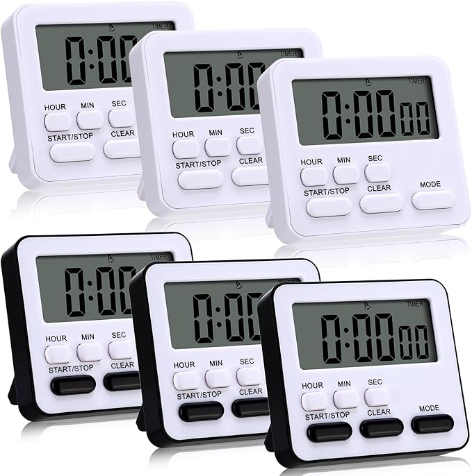 Leumoi 6 Pcs Digital Kitchen Timer 24 Hour Clock and Alarm Function Timer by Leumoi