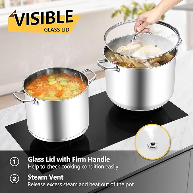 Homikit 20 Quart Soup Pot with Lid, Large Stainless Steel Stock Pot with Double - Image 8