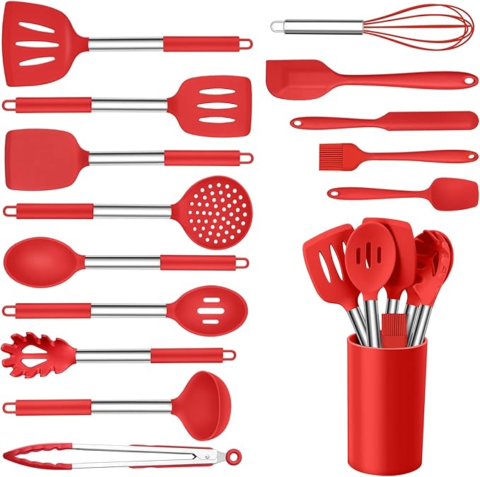Onader 15 Pcs Silicone Cooking Utensils Set, Large Kitchen Gadgets Tools by Onader