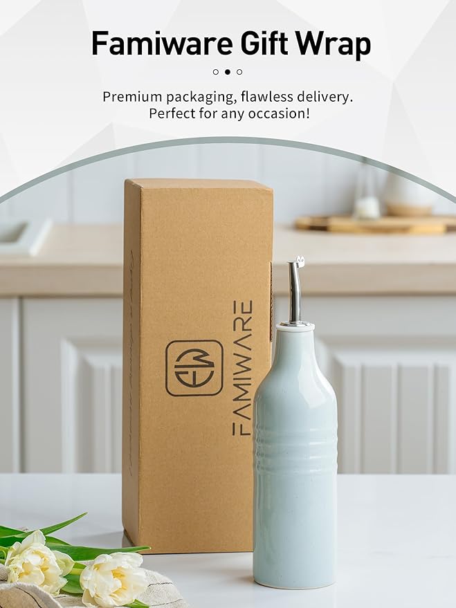 famiware Jupiter 16oz Ceramic Olive Oil Dispenser Bottle, Olive Oil and Vinegar - Image 8