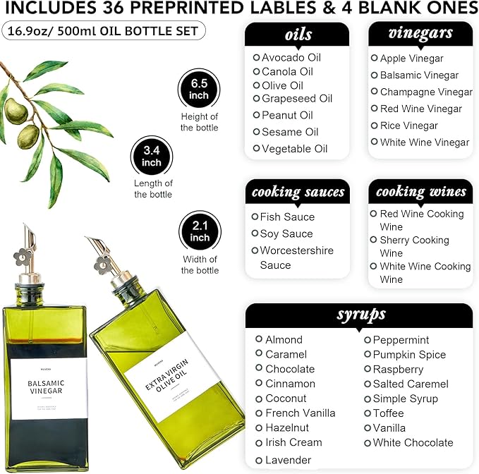 Olive Oil Dispenser Bottle for Kitchen, 16.9oz /500ml Cooking Vinegar Dispenser - Image 6