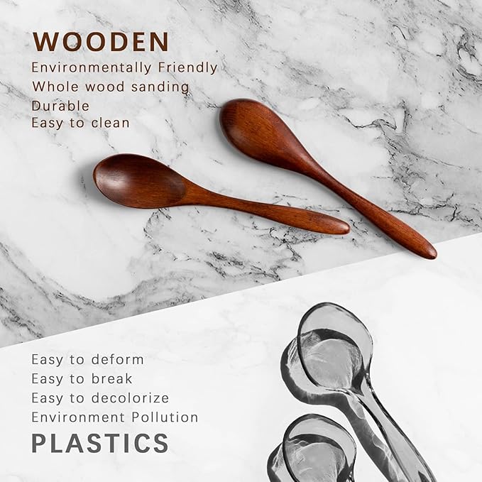 2 PCS Small Wooden Spoons, 5.8 Inch Honey Spoons - Image 4