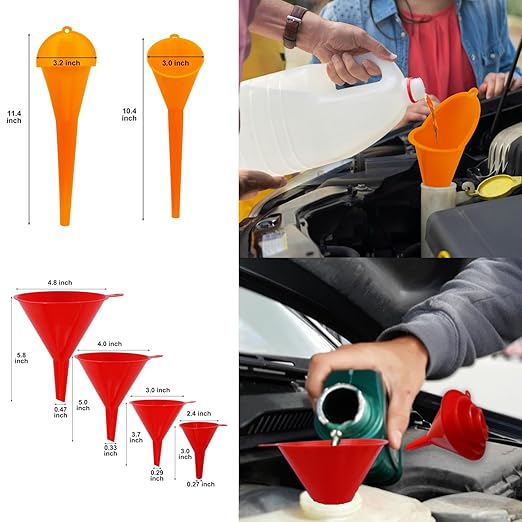 Funnels for Automotive Use Set of 10, Plastic Oil Funnel Set for Gasoline and - Image 3