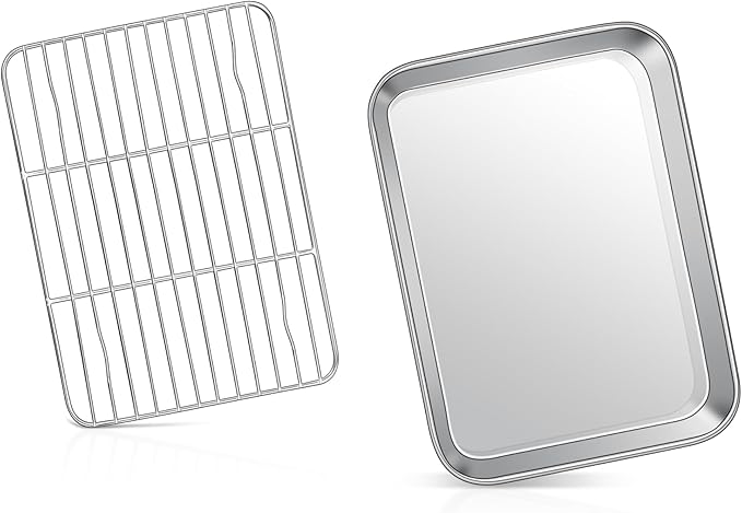 9 Inch Baking Sheet Pan with Rack Set, Joyfair Stainless Steel Toaster Oven by Joyfair