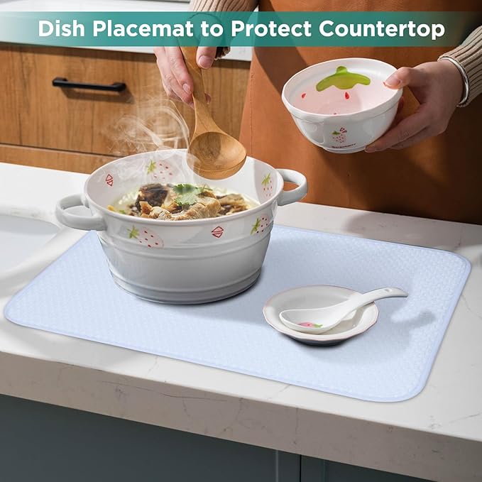 GeeRic 12 * 16 inch Microfiber Dish Drying Mat, Superb Absorbent Kitchen Dish - Image 6