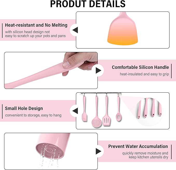 HaWare 11 PCS Silicone Cooking Utensils Set, Heat Resistant Kitchen Utensils - Image 4