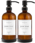 Vine Creations Amber Glass Soap Dispenser, 2 Pack Kitchen Soap Dispenser Set by VineCreations