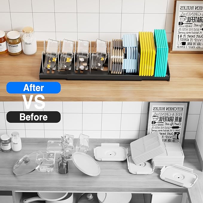 Mustorn 2 Pack Pots and Pans Organizer under Cabinet, ABS Base, Countertop Rack - Image 6