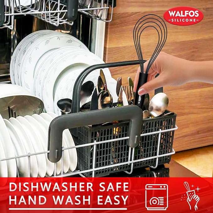 Walfos Silicone Flat Whisk, 11inch Flat Whisk Non Scratch Coated Flat Whisks - Image 8