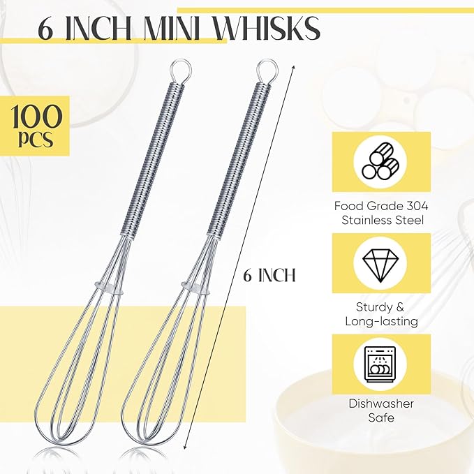 Baderke 100 Pcs Mini Whisk Bulk Small Whisks - Image 2