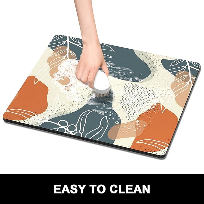 Rnivvi Dish Drying Mat for Kitchen Counter, 16 x 18" Cute Boho Theme Absorbent - Image 6