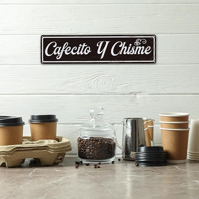Coffee Metal Signs, Cafecito y Chisme Sign, Funny Coffee Home Decor, Farmhouse - Image 4